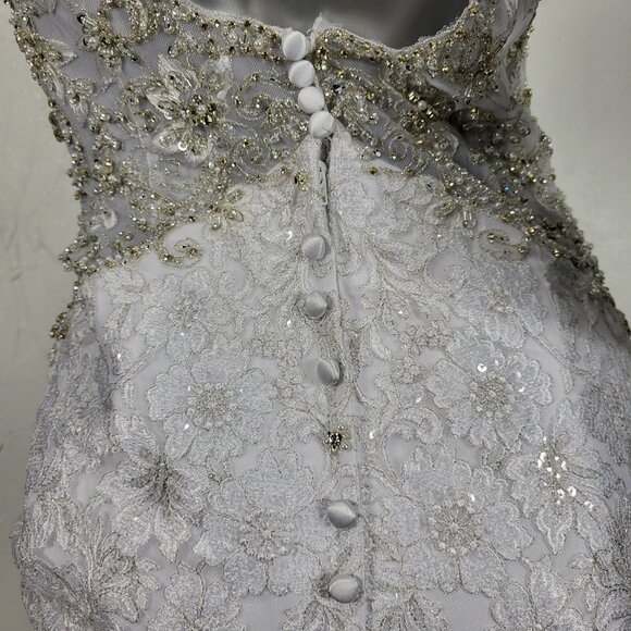 NWT~$1895~ALLURE BRIDALS~6/8~WHITE RHINESTONE MERMAID FIT & FLARE WEDDING DRESS - Picture 11 of 16